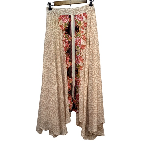 Free People Dresses & Skirts - Free People Lovely Lady Maxi Skirt Size XS Asymmetrical Flowy‎ Floral Chiffon